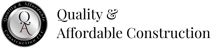 Quality & Affordable Construction logo on black background.