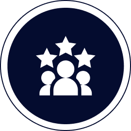 People icons with three stars above.